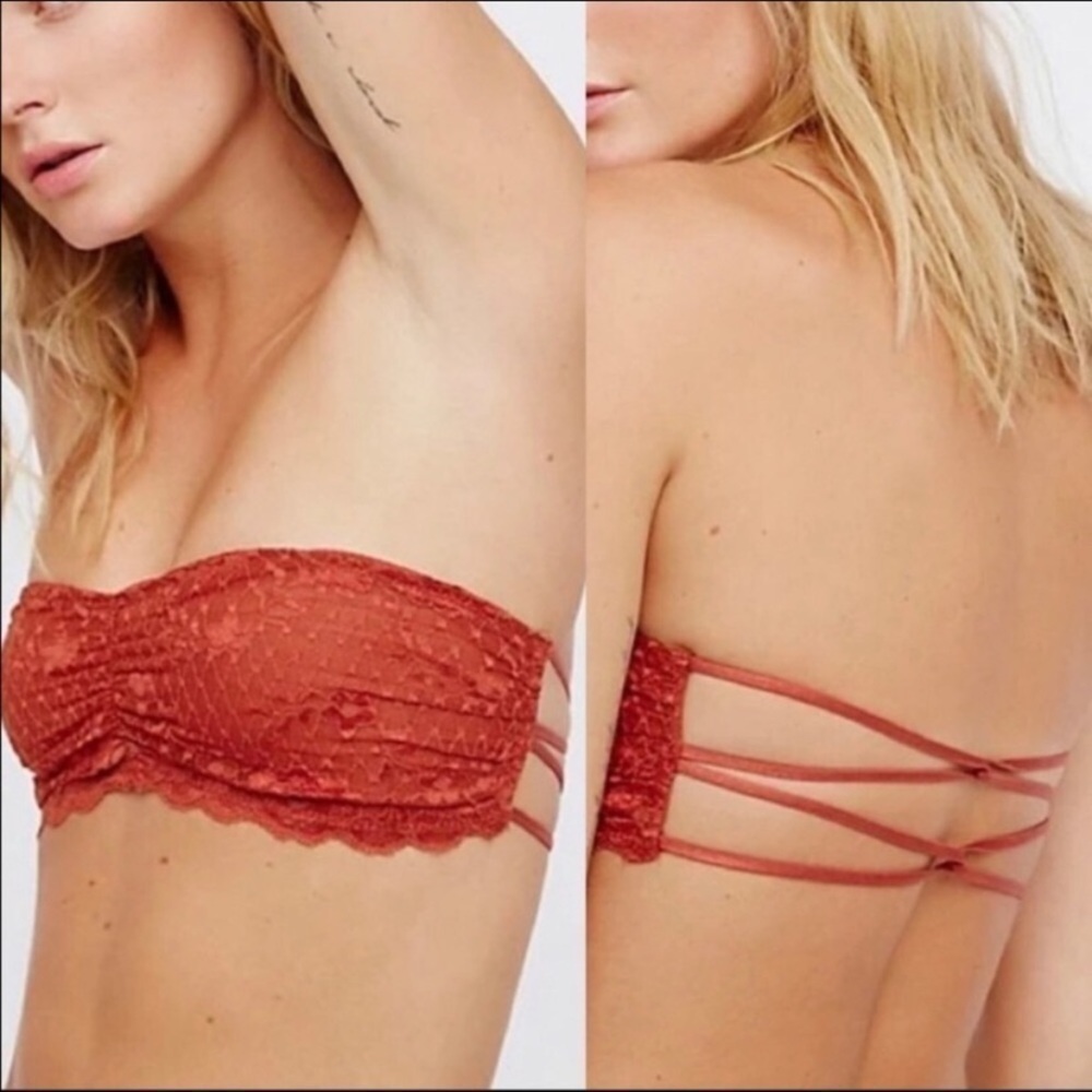 Free People Intimately Orange Lace Bandeau Bra Size XS